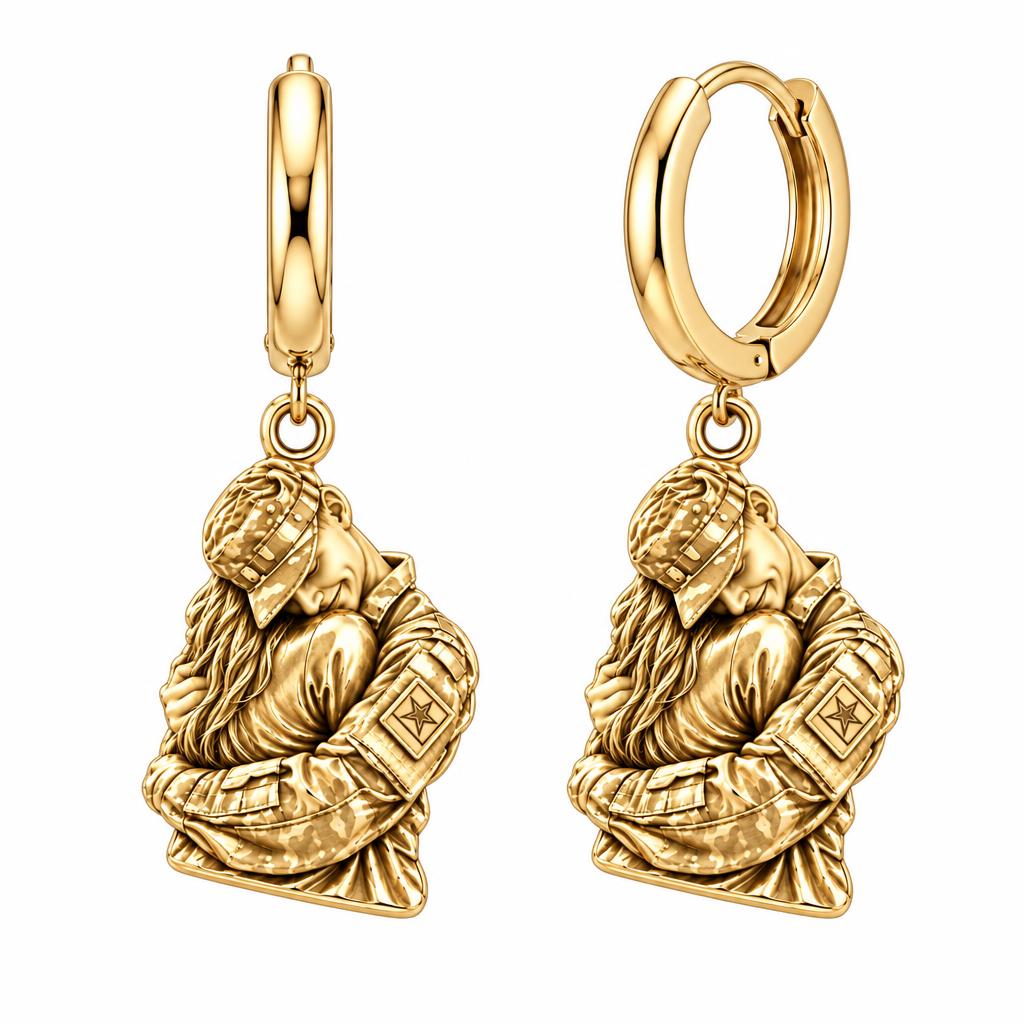 Homecoming Hug Huggie Charm Earrings – 18K gold, front view