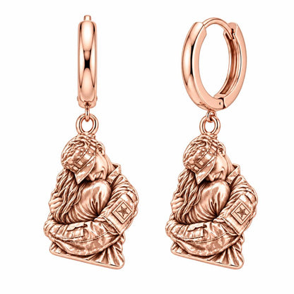 Homecoming Hug Huggie Charm Earrings – rose gold, front view