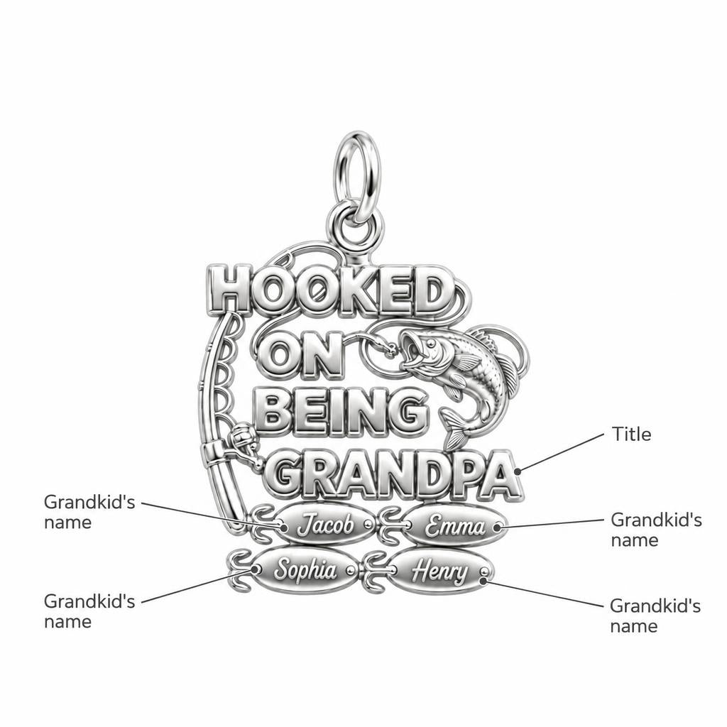 Hooked on Being Grandpa Charm Bracelet – Personalized Grandpa Gift – personalization guide
