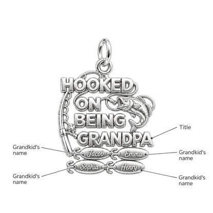 Hooked on Being Grandpa Charm Bracelet – Personalized Grandpa Gift – personalization guide