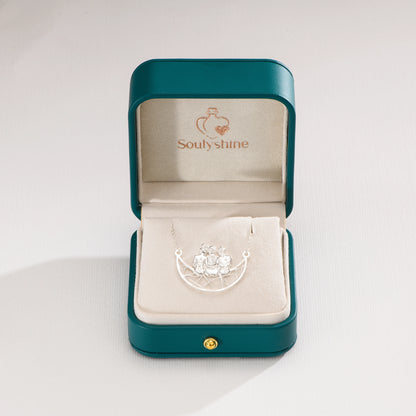 Soulyshine Mother & Daughter On The Moon Personalized - Handmade Necklace in Silver/14K Gold Vermeil