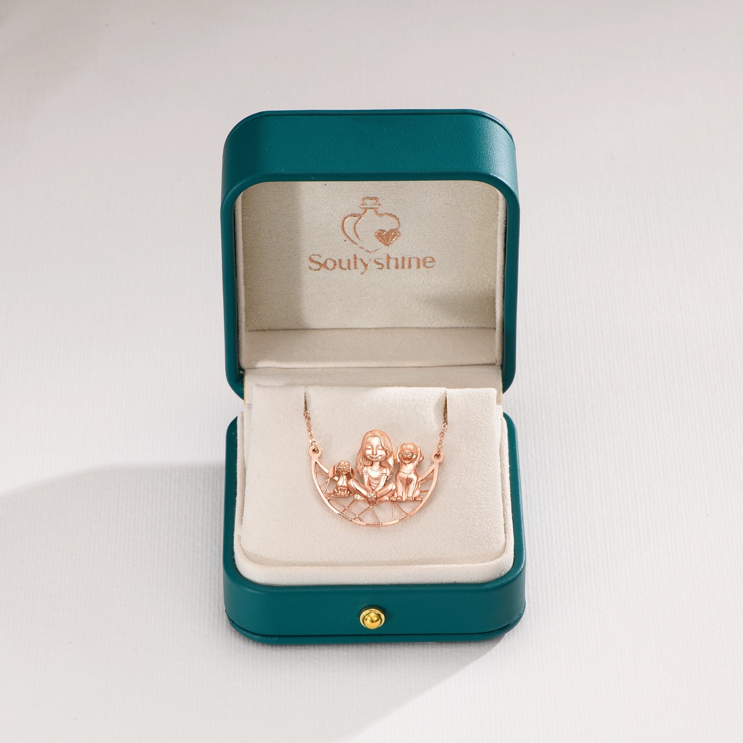 Soulyshine Personalized Girl And Her Pets - Handmade Necklace in Silver/14K Gold Vermeil/Plating