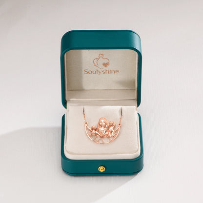 Soulyshine Personalized Girl And Her Pets - Handmade Necklace in Silver/14K Gold Vermeil/Plating
