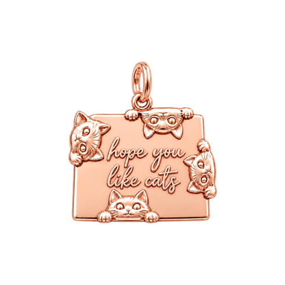 Hope You Like Cats Charm Bracelet – Personalized Cat Mom Gift – rose gold 3 cm charm, front view