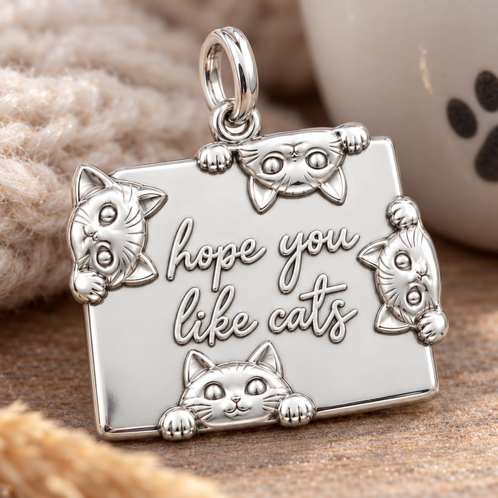 Hope You Like Cats Charm Bracelet – Personalized Cat Mom Gift – macro detail of the charm