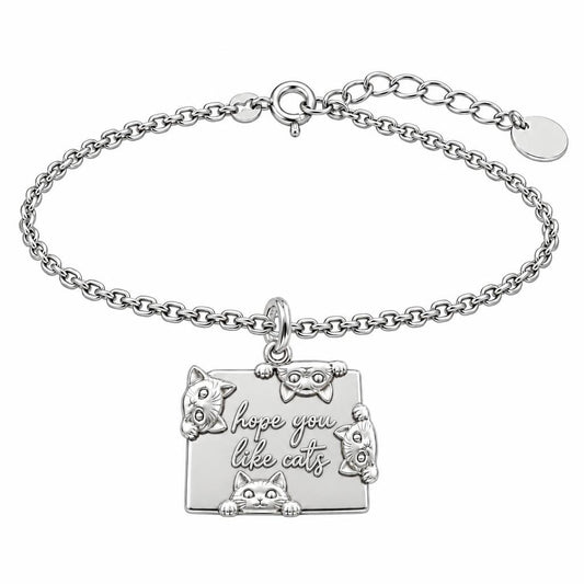 Hope You Like Cats Charm Bracelet Set – silver, front view
