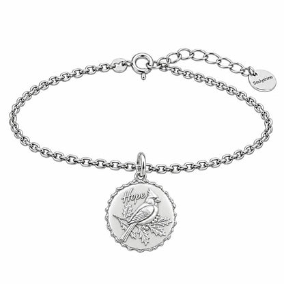 Hopeful Winter Cardinal Charm Bracelet Set – silver, front view