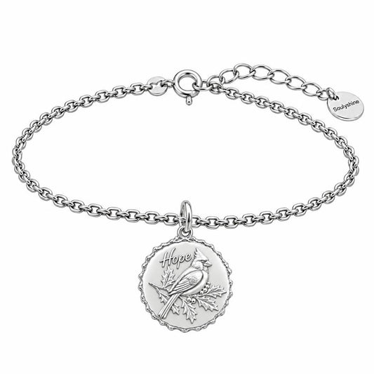 Hopeful Winter Cardinal Charm Bracelet Set – silver, front view
