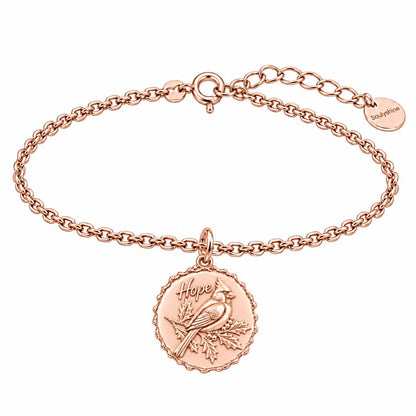 Hopeful Winter Cardinal Charm Bracelet Set – rose gold, front view