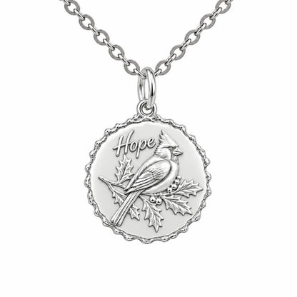 Hopeful Winter Cardinal Charm Necklace Set – silver, front view