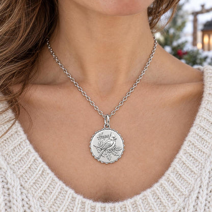 Hopeful Winter Cardinal Charm Necklace Set – worn / in use