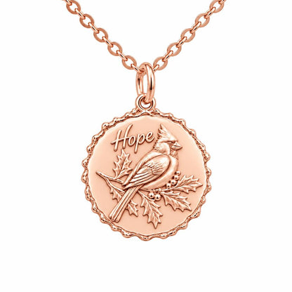 Hopeful Winter Cardinal Charm Necklace Set – rose gold, front view