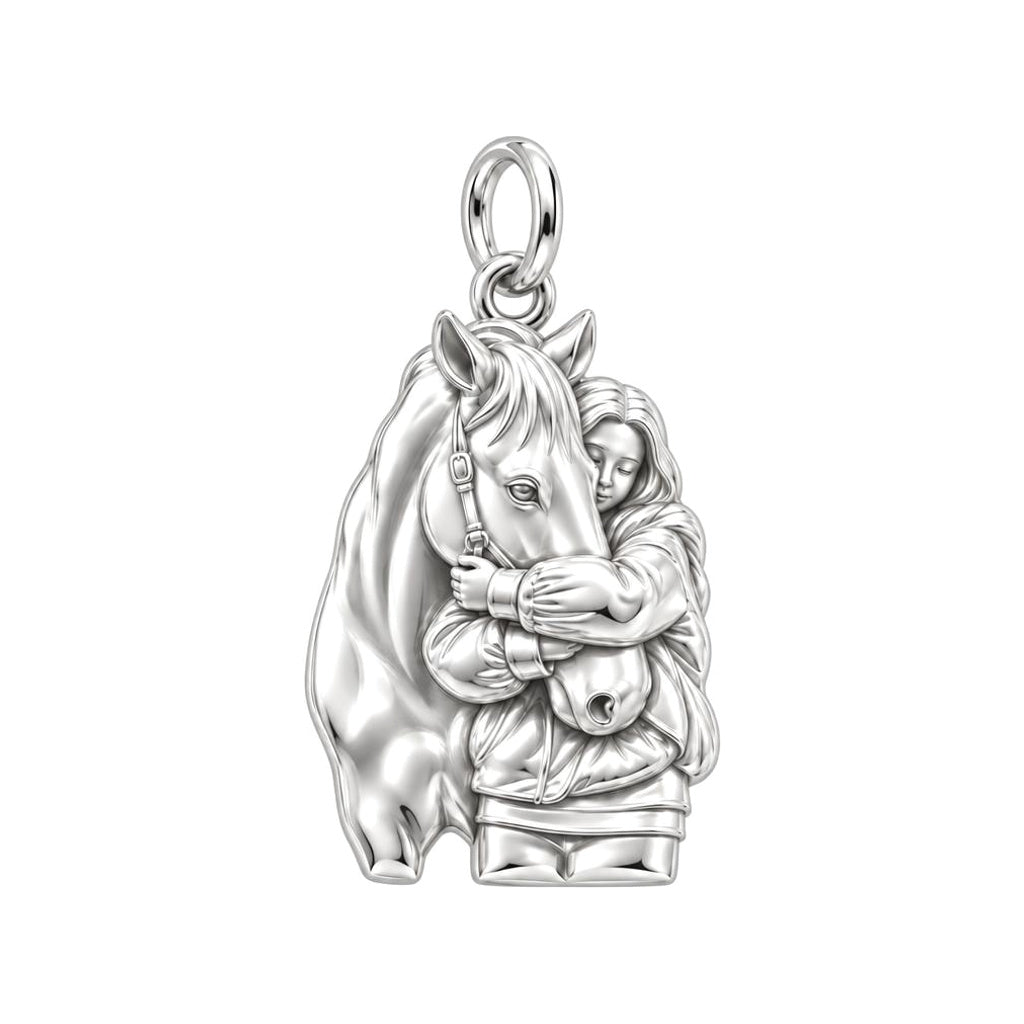 Horse Hug Charm – silver charm, front view