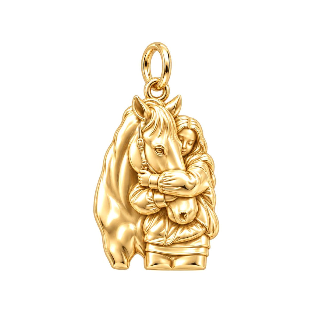 Horse Hug Charm – 18K gold charm, front view