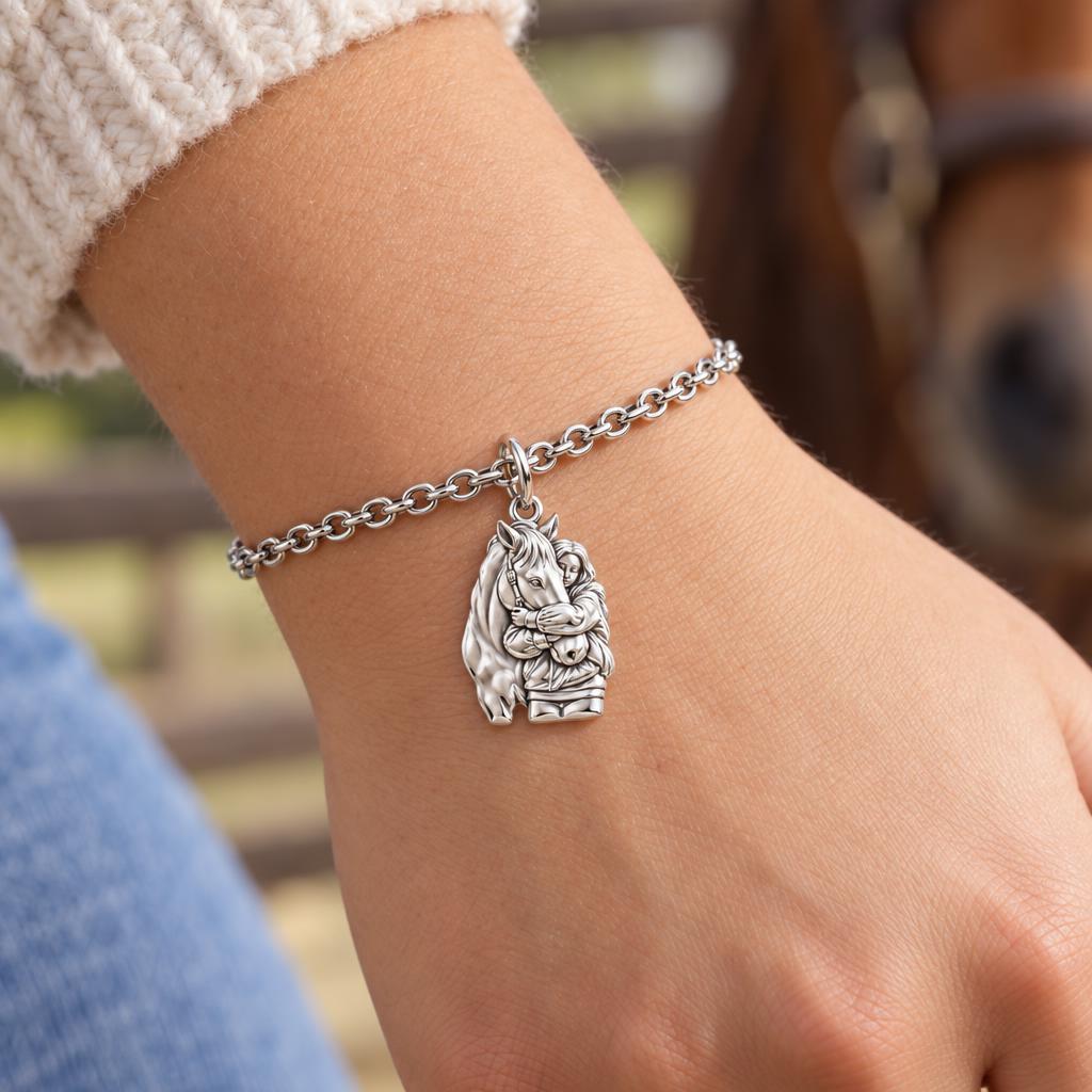 Horse Hug Charm Bracelet Set – worn / in use