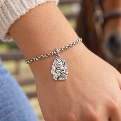 Horse Hug Charm Bracelet Set – worn / in use