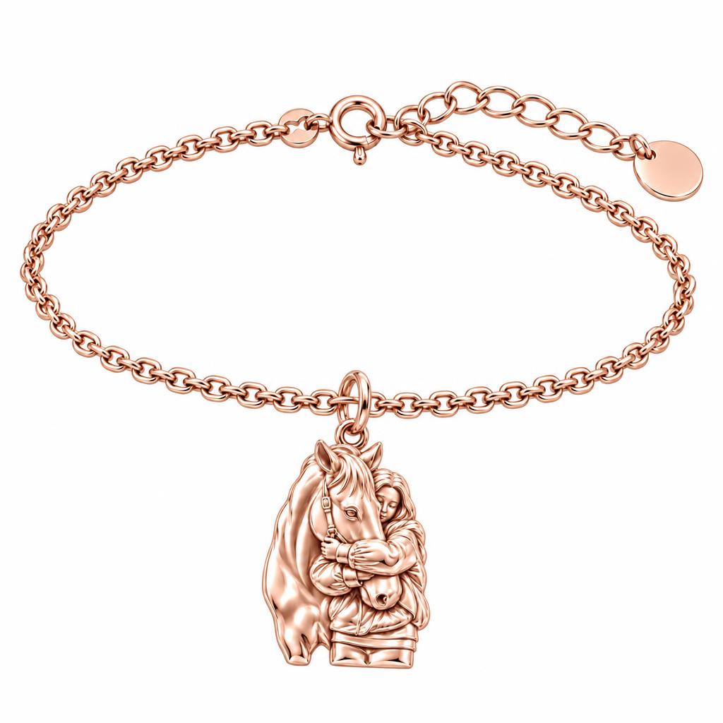 Horse Hug Charm Bracelet Set – rose gold, front view