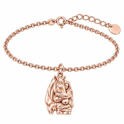 Horse Hug Charm Bracelet Set – rose gold, front view
