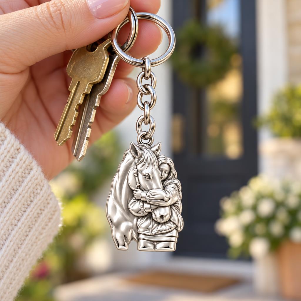 Horse Hug Charm Keychain – worn / in use