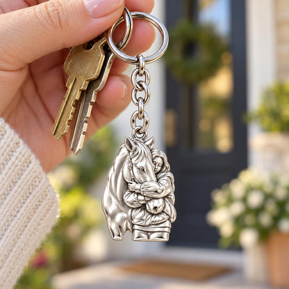 Horse Hug Charm Keychain – worn / in use