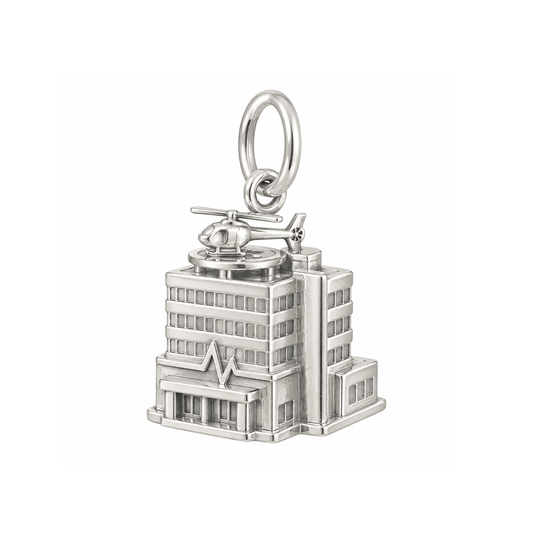 Hospital Tower and Helicopter Charm — Silver — 50-works-silver-20260916-19