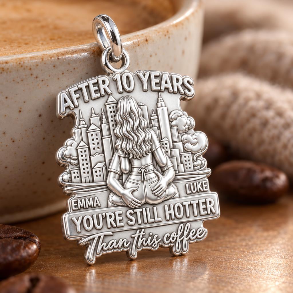 Hotter Than Coffee Charm Bracelet – Personalized Couple Gift – macro detail of the charm
