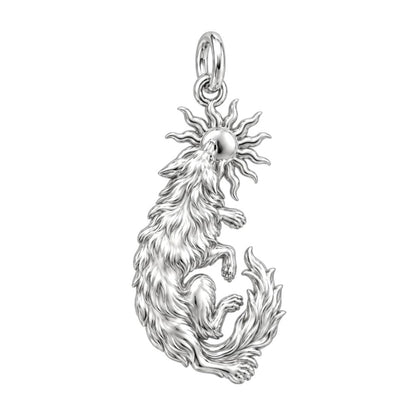 Howling Wolf and Sun Charm Bracelet – Personalized Son Gift – back of the charm, engraving area