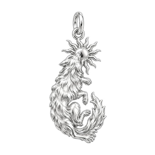 Howling Wolf and Sun Charm Bracelet – Personalized Son Gift – back of the charm, engraving area
