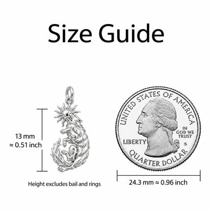 Howling Wolf and Sun Charm Bracelet – Personalized Son Gift – size guide, 13 mm charm next to a quarter