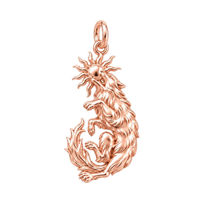 Howling Wolf and Sun Charm Bracelet – Personalized Son Gift – rose gold charm, front view