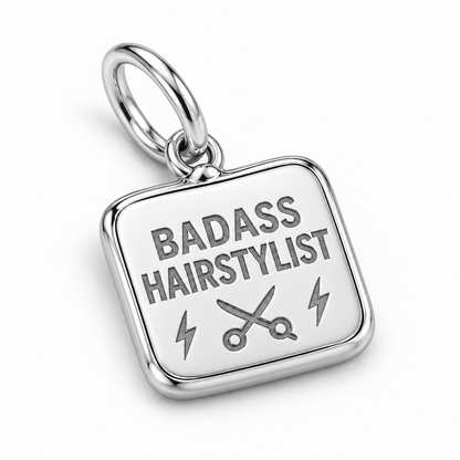 Badass Hairstylist Dangle Charm | macro | sha256:c203d8b3007fcd66df3ca7e74612b041c276698d3fdf0d86ff95b790213f8c87