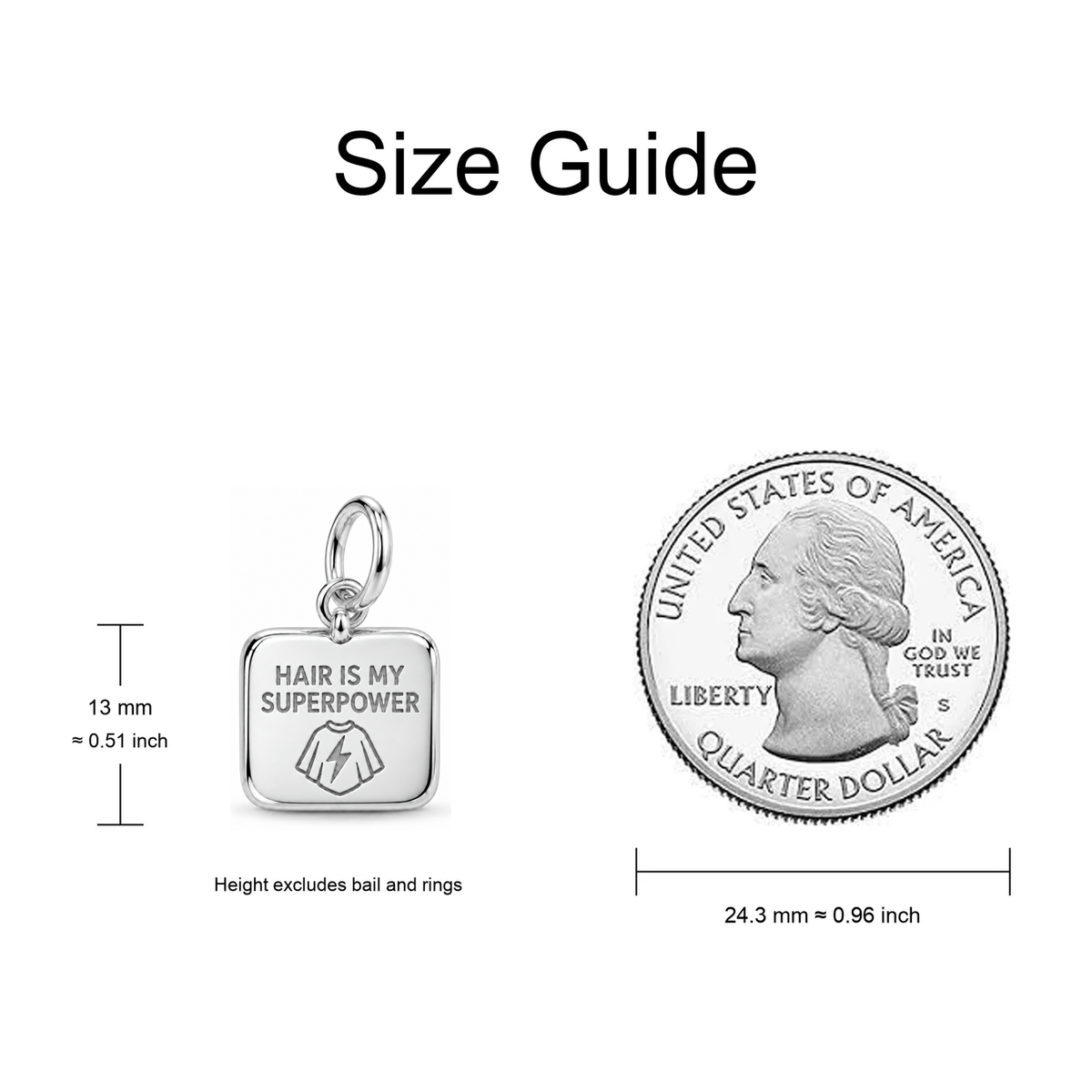 Hair Is My Superpower Dangle Charm | size-guide | sha256:a6b6a7f2c0fc5772645d12259b2e341a723d43ef40412e2b27f19d768c6d99dd