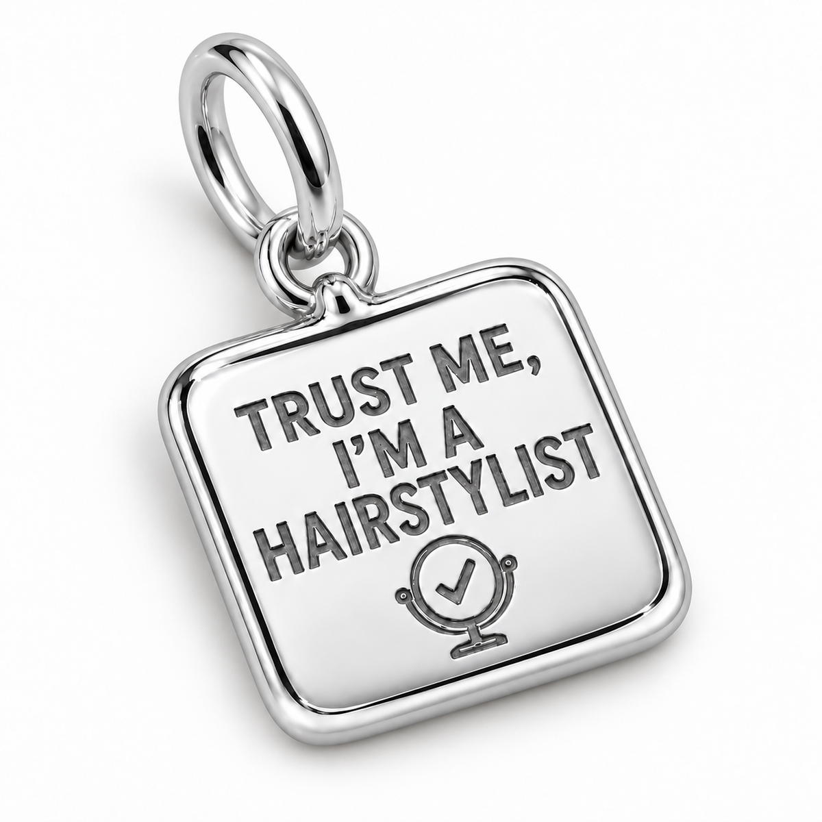 Trust Me, I'm a Hairstylist Dangle Charm | macro | sha256:7e3aecf556a1316ff7d4e42060d3bad6923be31bd108f71d7e4c65b511587d4d