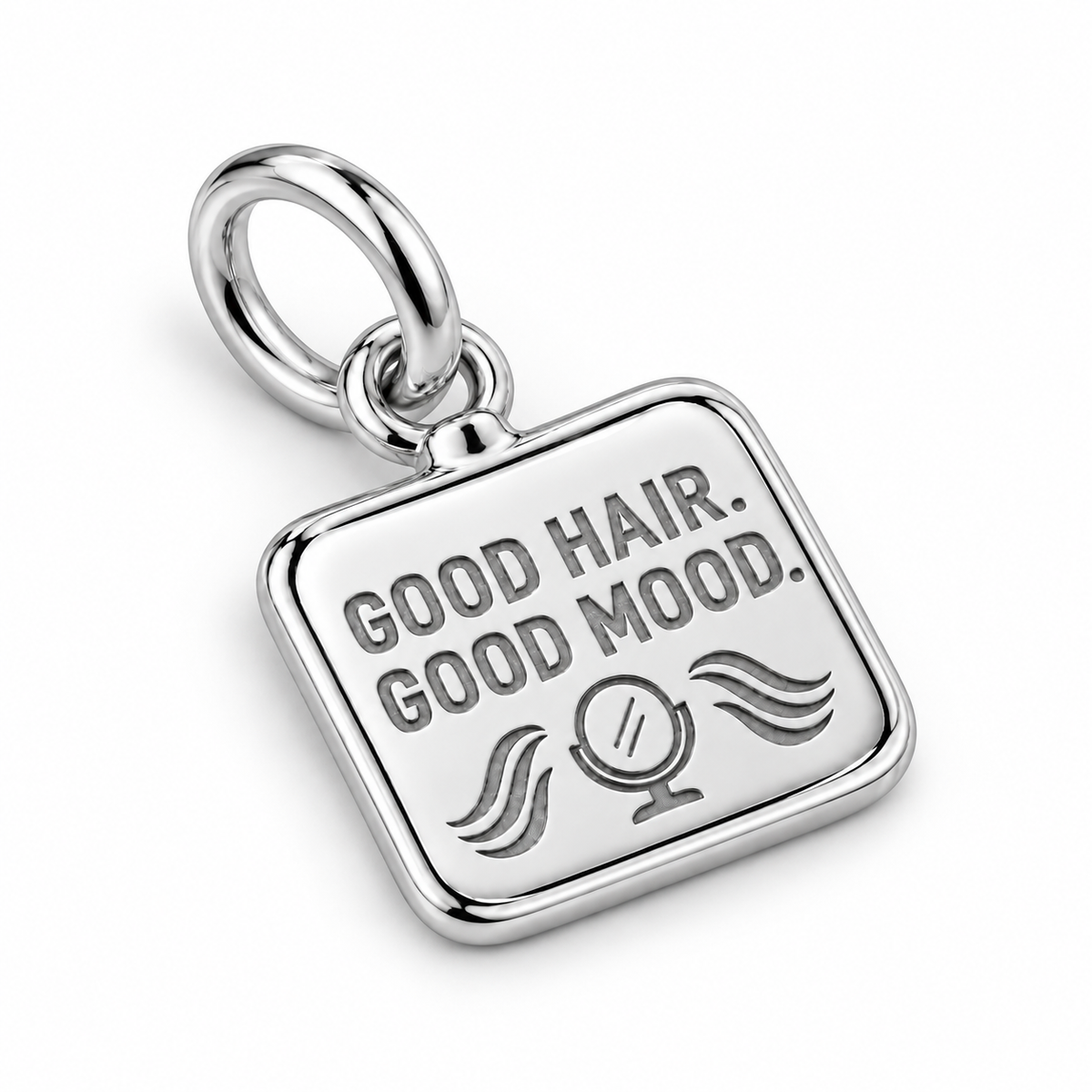 Good Hair. Good Mood. Dangle Charm | macro | sha256:de80274ce24846d494d6b6aef7b42ec51099e31ac9c3f8394dea36c8695e40bd