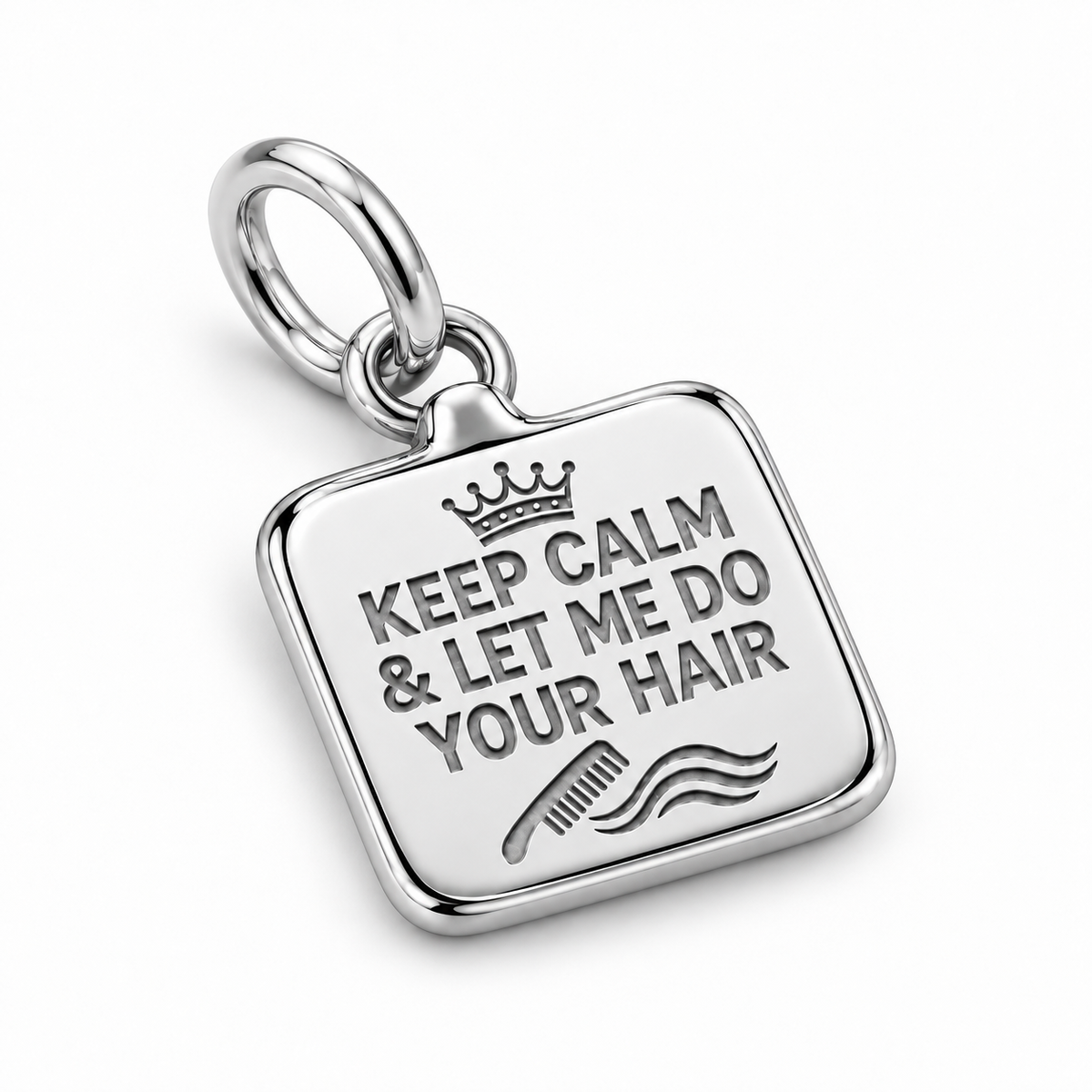 Keep Calm Hairstylist Dangle Charm | macro | sha256:30f77ffc0b1410daf50e8fc90f9e8590201b7e1c241746d853b08378ead511ae