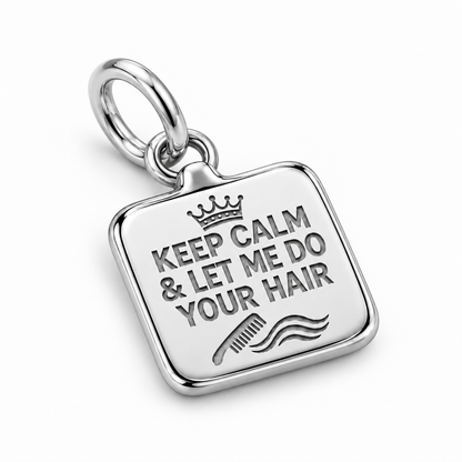 Keep Calm Hairstylist Dangle Charm | macro | sha256:30f77ffc0b1410daf50e8fc90f9e8590201b7e1c241746d853b08378ead511ae