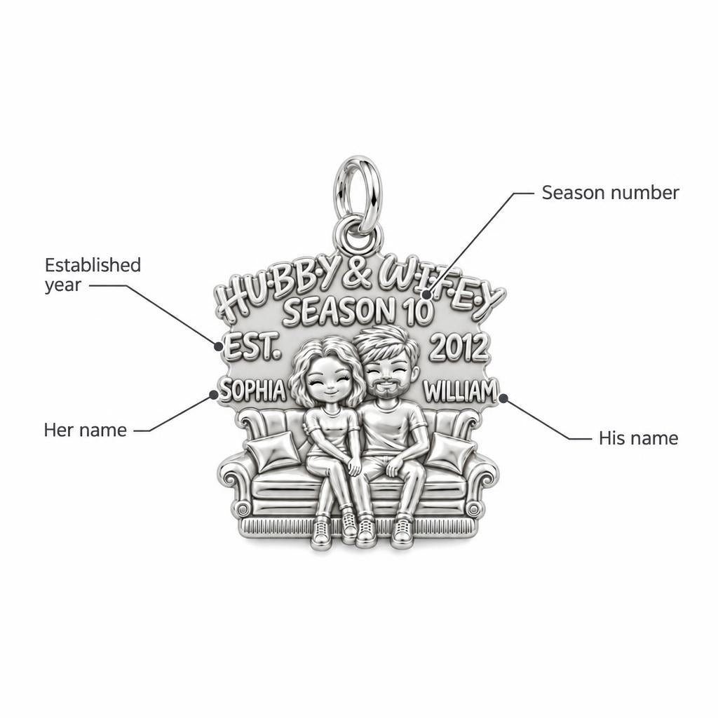 Hubby and Wifey Sofa Charm Bracelet – Personalized Couple Gift – personalization guide