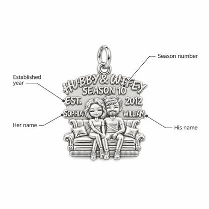 Hubby and Wifey Sofa Charm Bracelet – Personalized Couple Gift – personalization guide