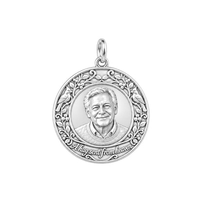 Hug From Heaven Cardinal Charm Bracelet – Personalized Memorial Gift – silver plated 2 cm charm, front view
