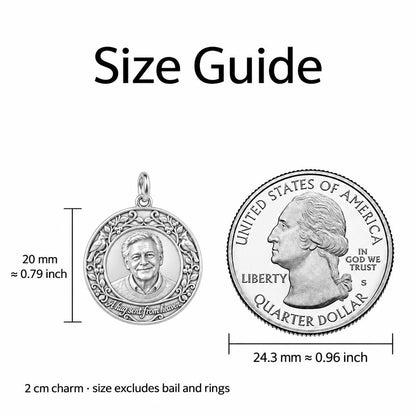 Hug From Heaven Cardinal Charm Bracelet – Personalized Memorial Gift – size guide, 2 cm charm next to a quarter