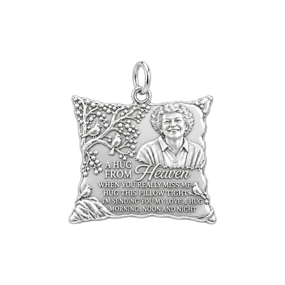 Hug From Heaven Charm Bracelet – Personalized Memorial Gift – silver plated 3 cm charm, front view
