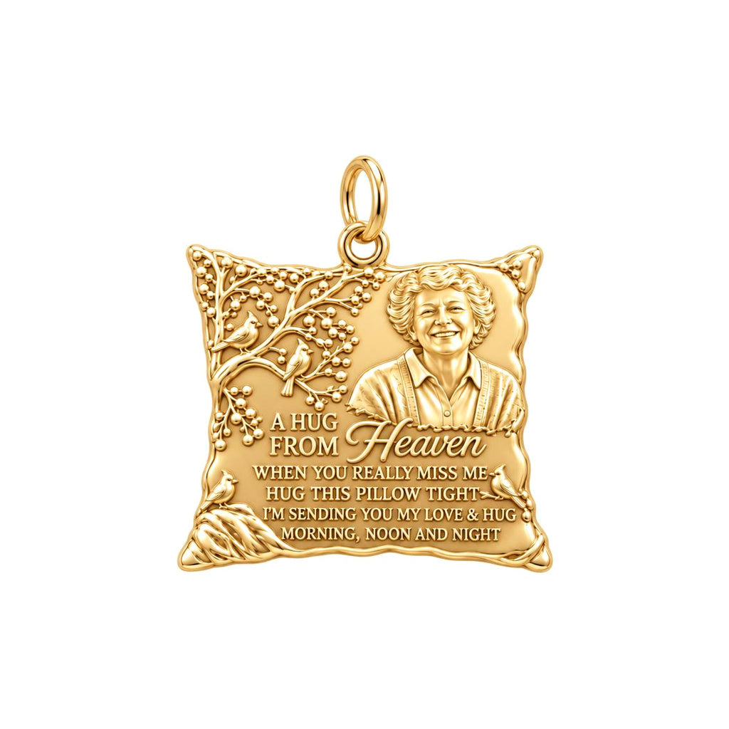 Hug From Heaven Charm Bracelet – Personalized Memorial Gift – 18K gold plated 3 cm charm, front view