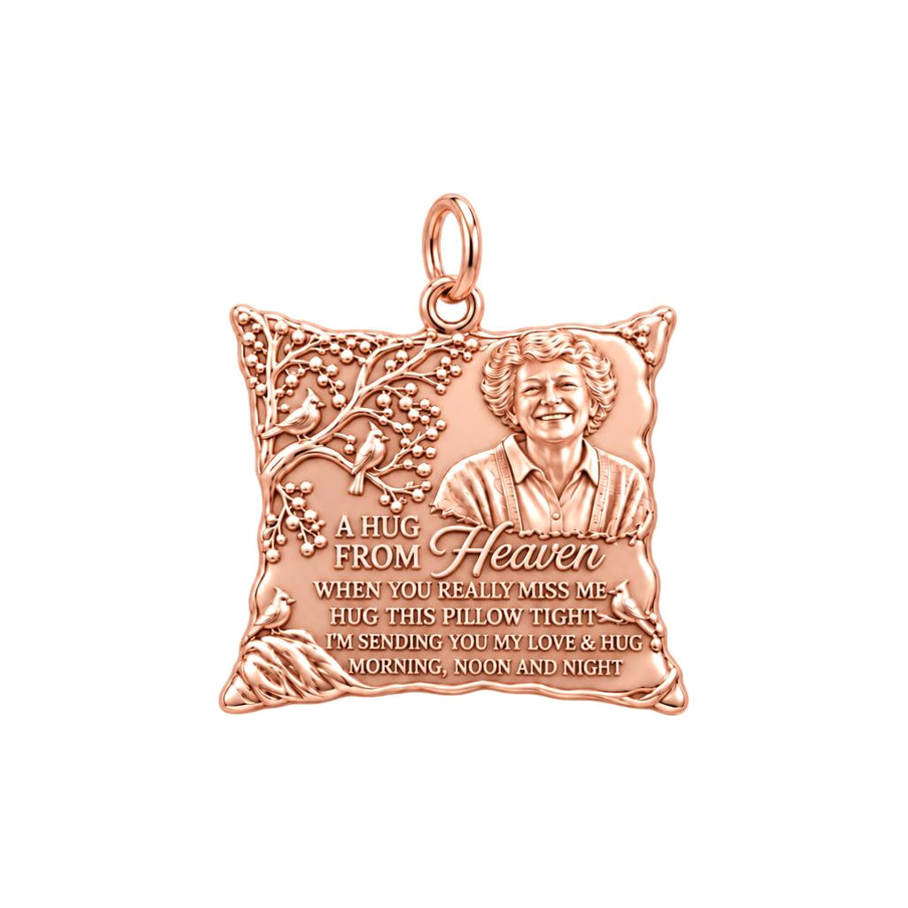 Hug From Heaven Charm Bracelet – Personalized Memorial Gift – rose gold 3 cm charm, front view