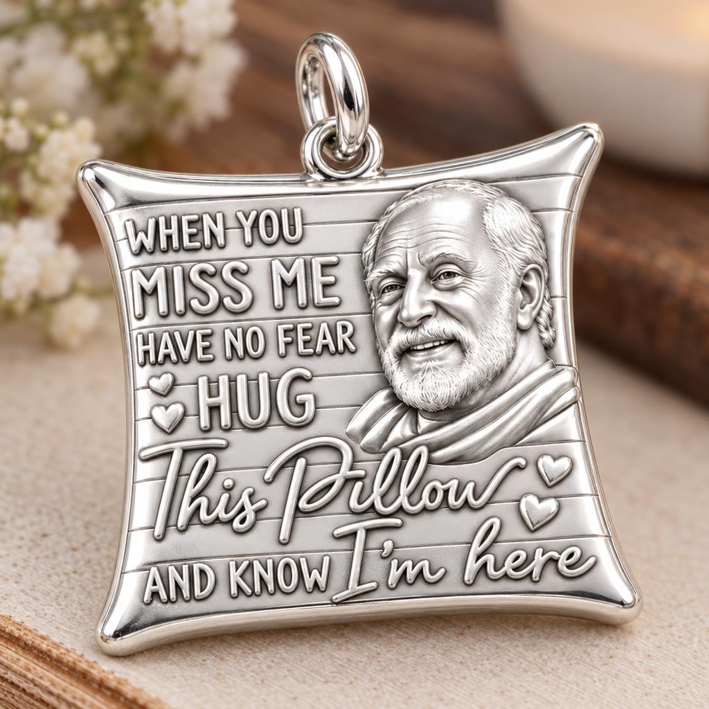 Hug This Pillow Portrait Charm Bracelet – Personalized Bereavement – macro detail of the charm