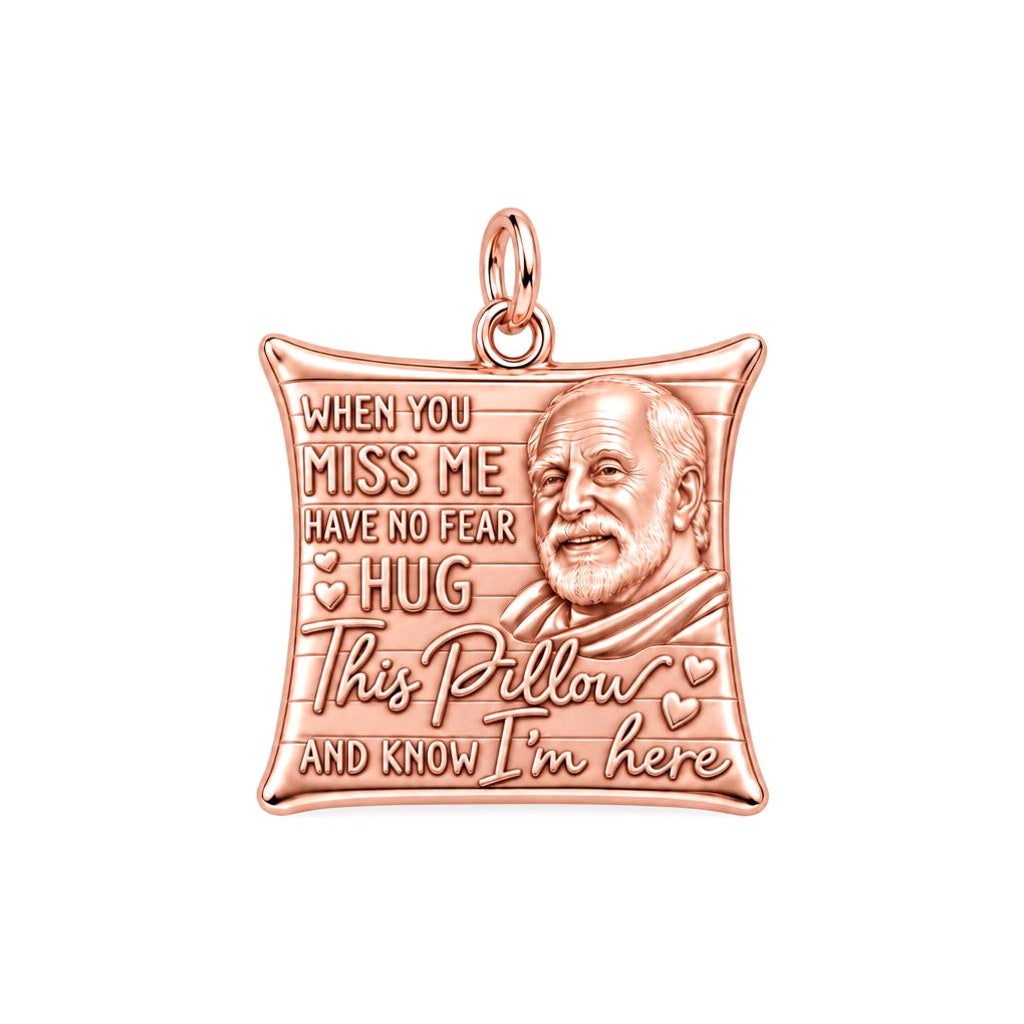 Hug This Pillow Portrait Charm Bracelet – Personalized Bereavement – rose gold 2 cm charm, front view