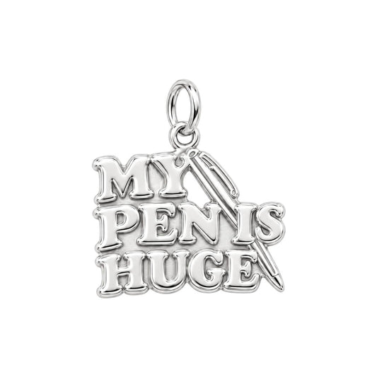 Huge Pen Humorous Charm Bracelet – Personalized Writer Gift – silver charm, front view