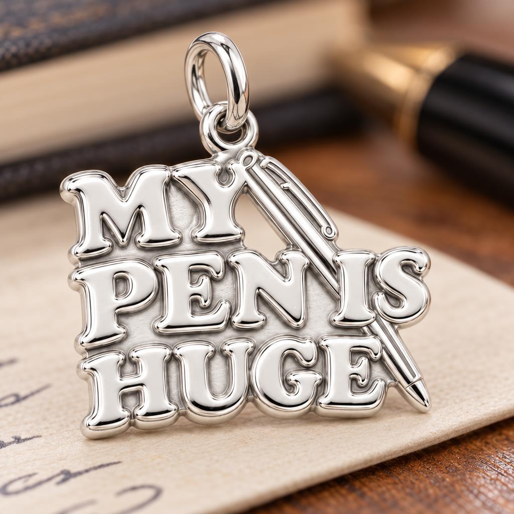 Huge Pen Writer Charm and Polyester Cord Bracelet Set