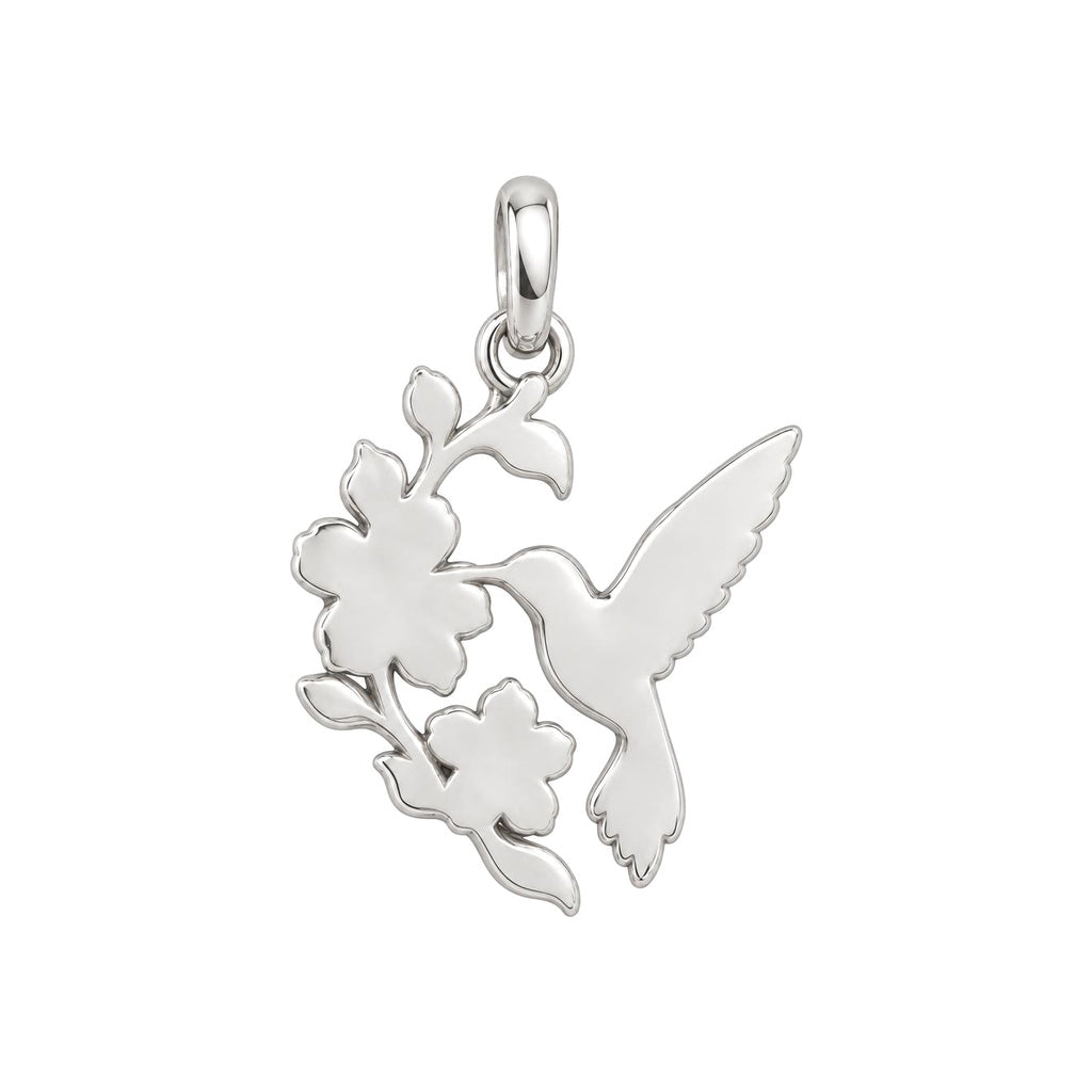Hummingbird and Cherry Blossom Charm Bracelet – Personalized Mom Gift – back of the charm, engraving area