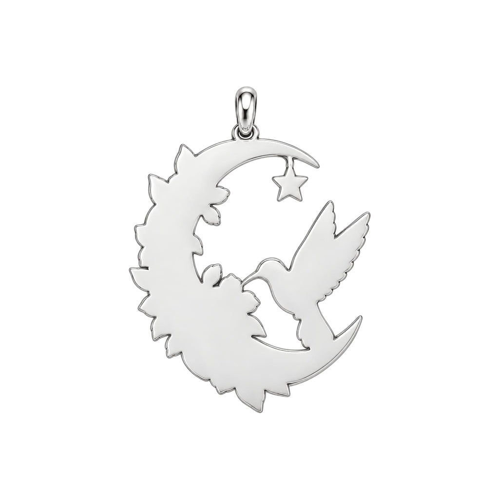 Hummingbird and Moon Blossom Charm Keychain – back of the charm, engraving area