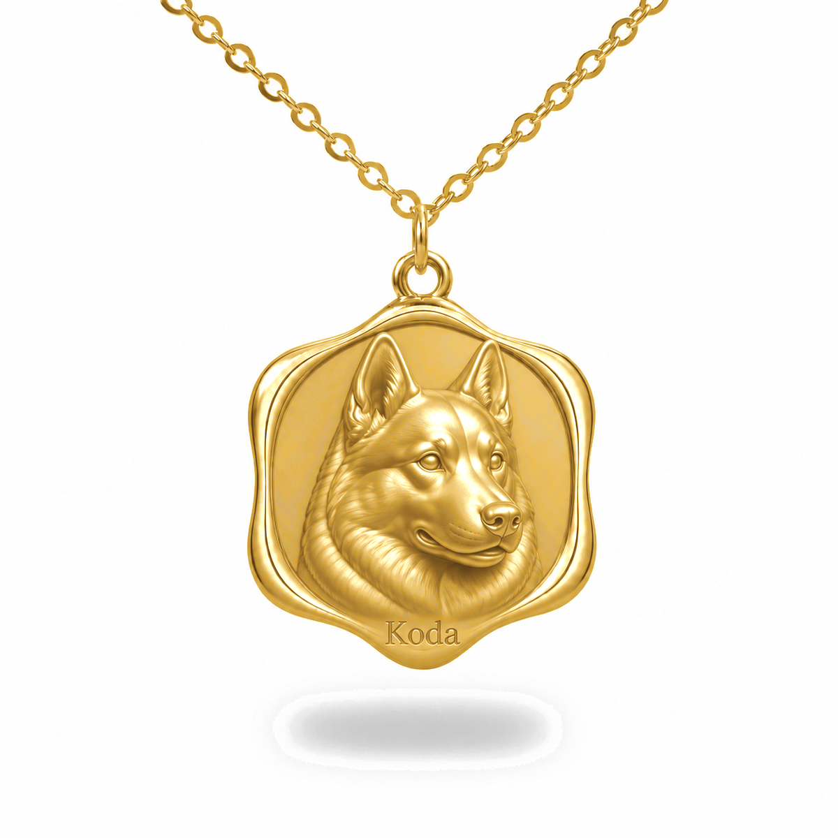 Soulyshine Husky Precious Paw personalized pet photo necklace - 18K Gold Vermeil front